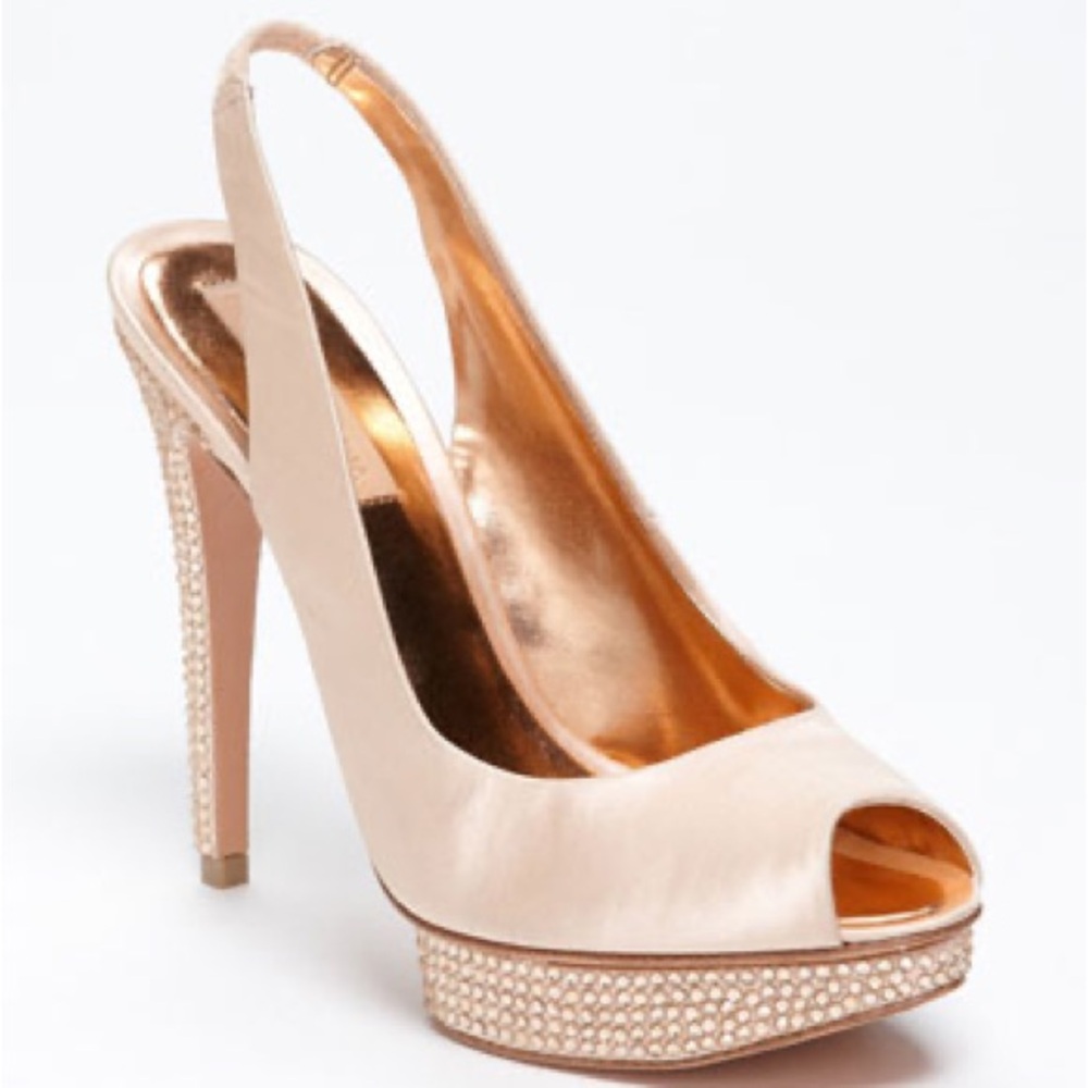BCBG Falcon Chic Slingback Heels with Rhinestone Accents Sz 9.5 NWOT